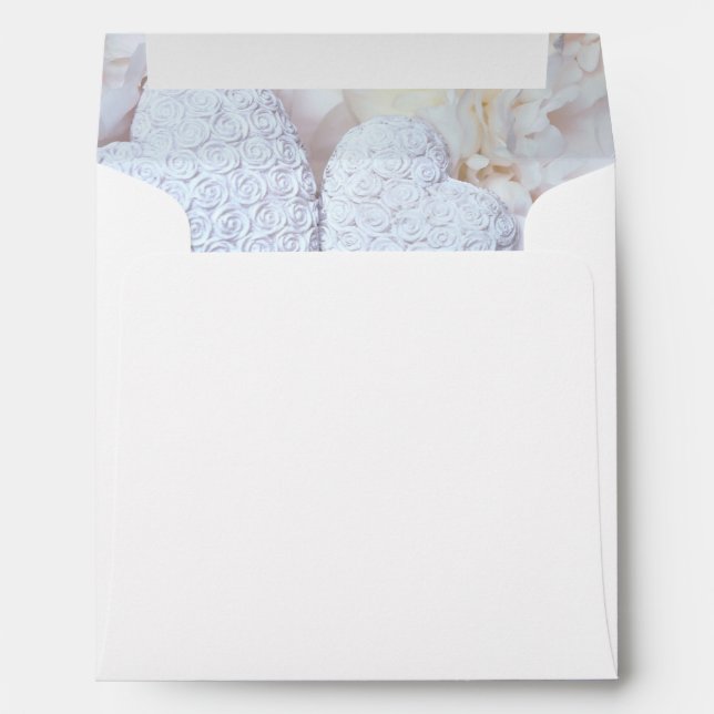 Enveloppe 2 Reflet Coeurs et pivoines blancs Mariage (Dos (Bas))
