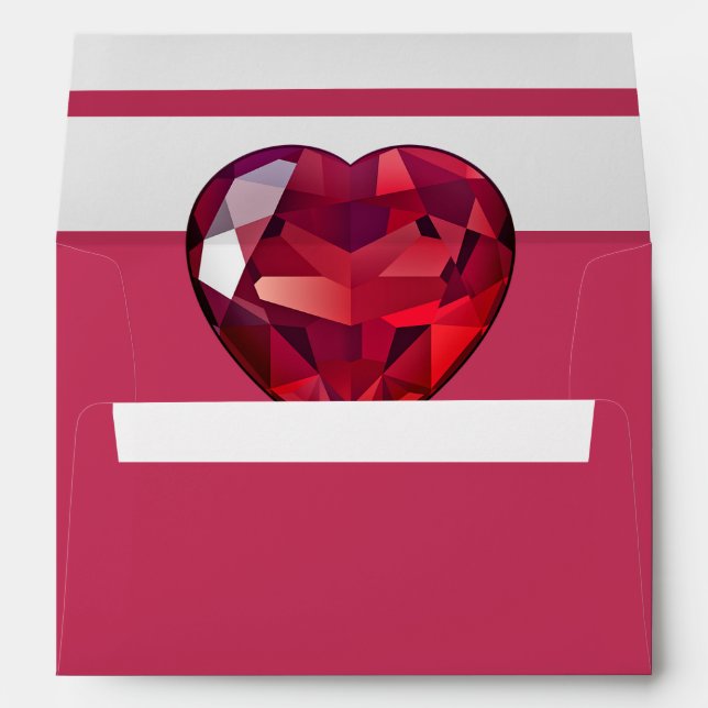 Enveloppe 40e anniversaire de mariage élégant à rayure rouge (Dos (Bas))