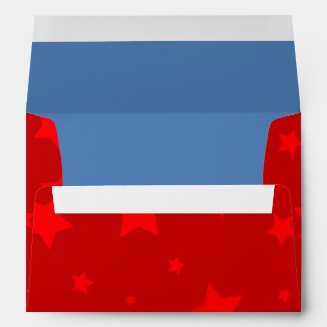 Enveloppe 4 juillet A7 Light Red Stars & Blue (Dos (Bas))