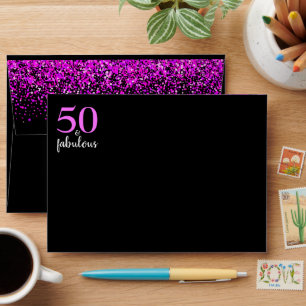 Enveloppe 50 et fabuleux rose noir adresse de retour d'anniv