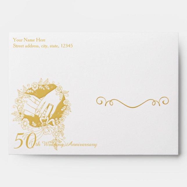 Enveloppe 50e anniversaire du Mariage d'or 5x7 (Devant)
