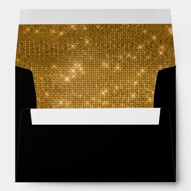 Enveloppe 50e anniversaire du Mariage Étincelle noire et or (Dos (Bas))