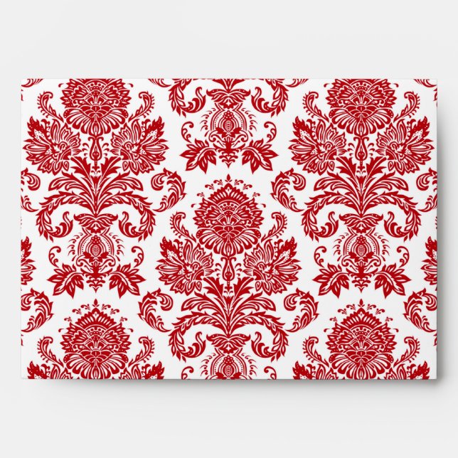 Enveloppe 5 x 7 rouge Damas à l'extérieur rouge Cr (Devant)