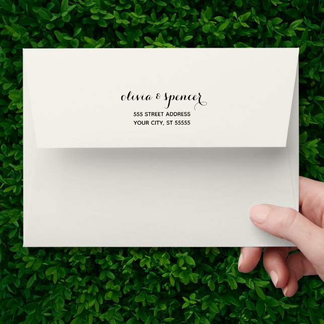 Enveloppe 5 x 7 socle Solid White Script (Solid White Wedding Envelope)