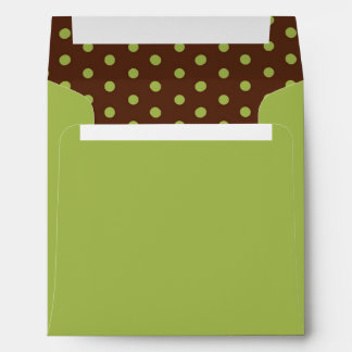 Enveloppe 5x5 verte et Brown avec Pois
