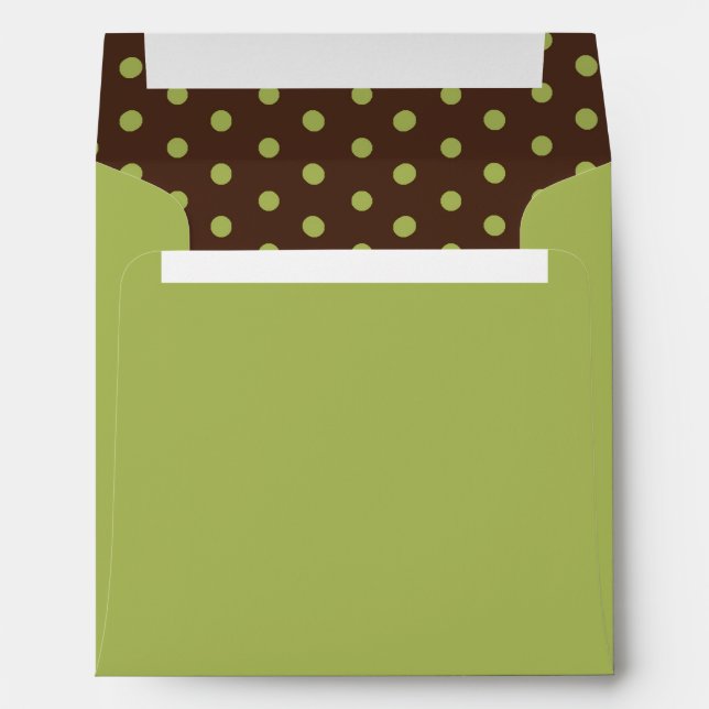 Enveloppe 5x5 verte et Brown avec Pois (Dos (Bas))