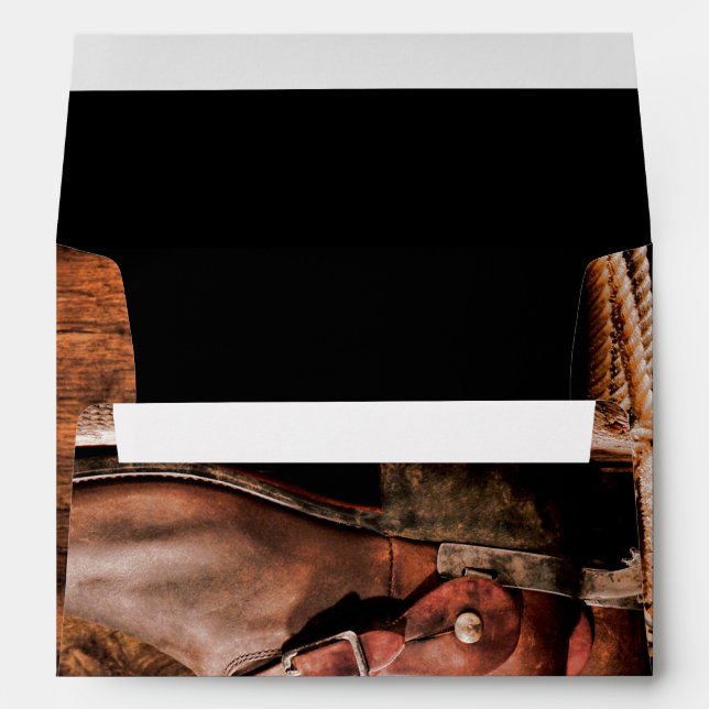 Enveloppe 5x7 Botte de cow-boy Grotte Bois rustiqu (Dos (Bas))