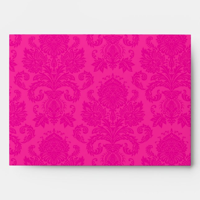 Enveloppe 5x7 Chaud rose Damas à l'extérieur noir  (Devant)