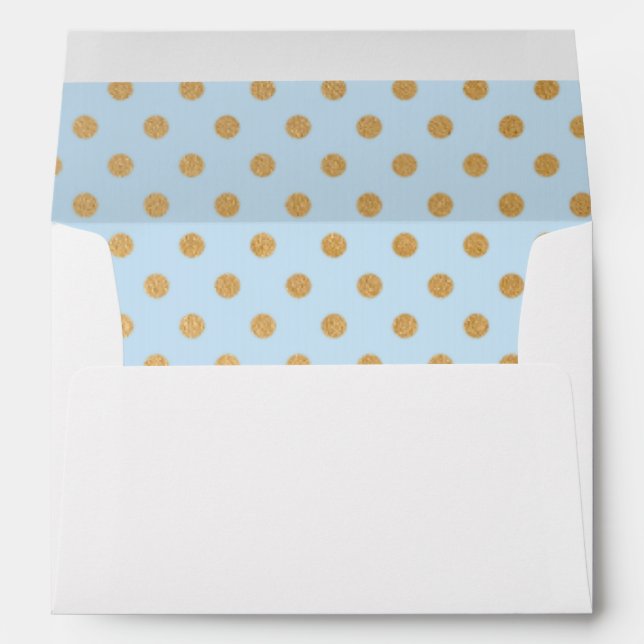Enveloppe 5x7 en bleu doux et en faux or (Dos (Bas))