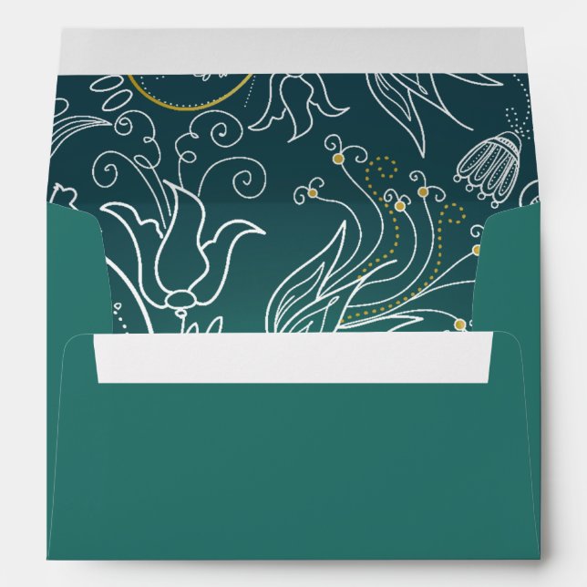 Enveloppe 5x7 Option 1 Turquoise/jaune de moutarde (Dos (Bas))