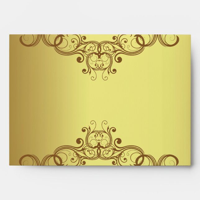 Enveloppe 5x7 Option 3 Gold et Black Damask (Devant)