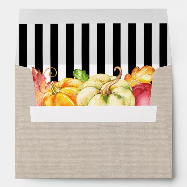 Enveloppe 5x7 Rustique Shabby Burlap Feuilles d'automne Citr (Dos (Bas))