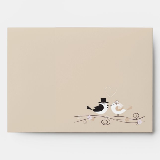 Enveloppe 5x7 Tan Mariage Bird à l'extérieur Brown (Devant)