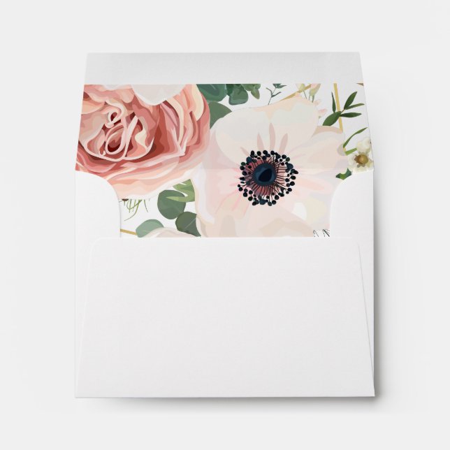 Enveloppe 7 jardin géométrique Amenone rose d'enveloppe du ¼ (Dos (Bas))