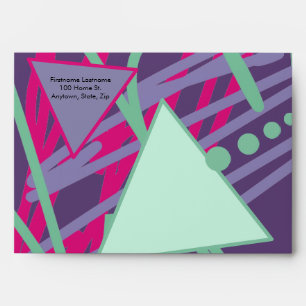 Enveloppe 80s vintage Medley Aqua Blue Rose Purple Girly Art