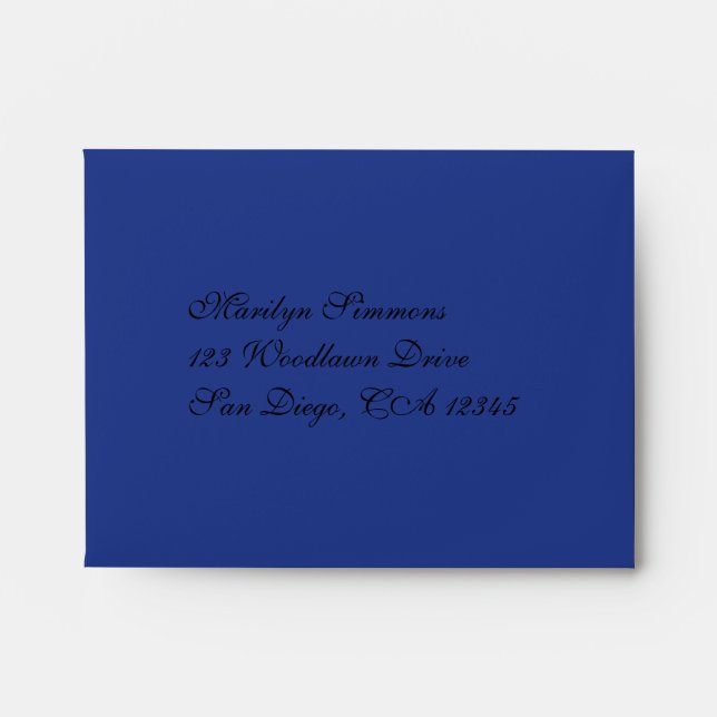 Enveloppe A2 Damas bleu, blanc, noir pour RSVP (Devant)