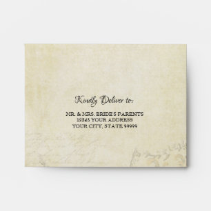 Enveloppe A2 Elégant RSVP Mariage Paris Vintage Parchemin