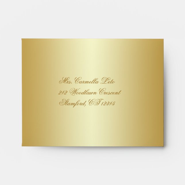 Enveloppe A2 florale d'or pour la carte de RSVP (Devant)