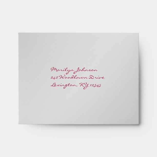 Enveloppe A2 florale rouge et argent pour cartes d (Devant)