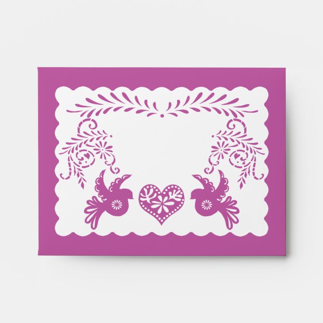 Enveloppe A2 Merci Papel Picado Lilac Fiesta Mariage (Devant)