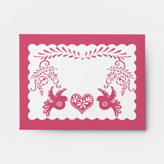 Enveloppe A2 Merci Papel Picado Pink Fiesta Mariage (Devant)