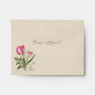 Enveloppe A2 Note Card Elégante Floral Vintage Tulips Art