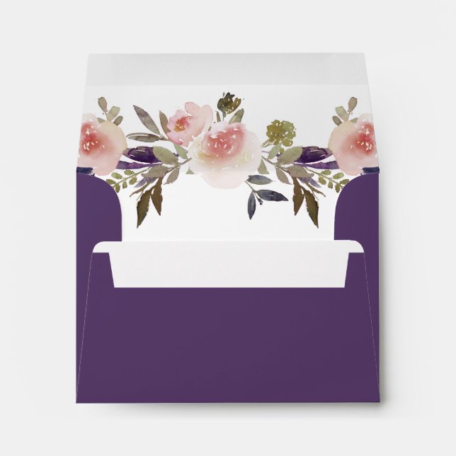 Enveloppe A2 Peach Pink Lavender Purple Fleurs sau (Dos (Bas))