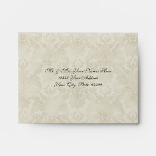 Enveloppe A2 RSVP Black n Cream Fleur de Lis Mariage damassé