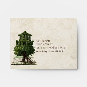 Enveloppe A2 Vintage Tree House Mariage de parchemin antique