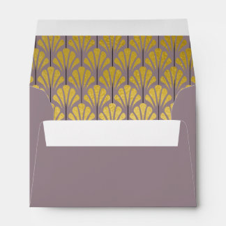 Enveloppe A6 Fans Art Déco Personnalisés Mauve Gold Foil