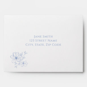 Enveloppe A7 au blason à monogramme floral bleu po