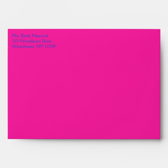 Enveloppe A7 Cobalt et rose Damask pour des taille (Devant)