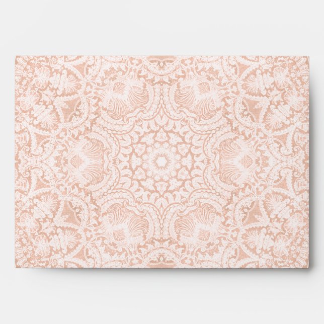 Enveloppe A7 élégante dentelle nuptiale rose (Devant)