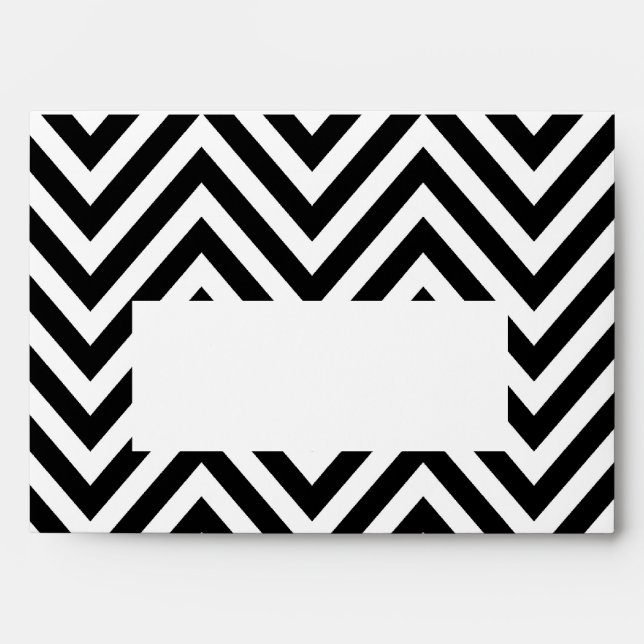 Enveloppe A7 en noir blanc Chevron Zig Zag Imprime (Devant)