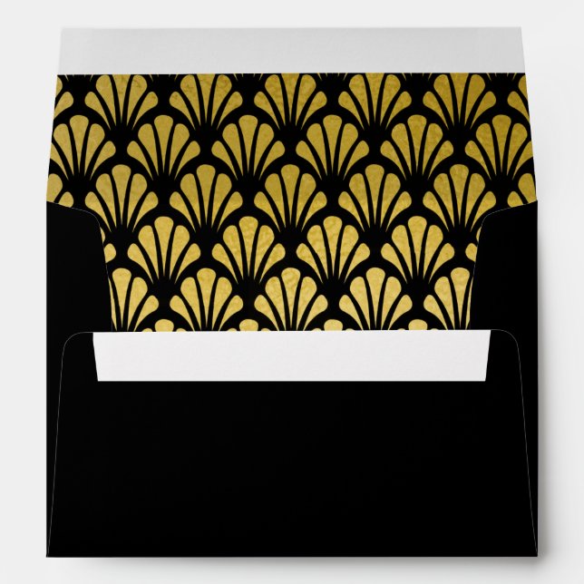 Enveloppe A7 Fans Art Déco Personnalisés Black Gold Foil (Dos (Bas))