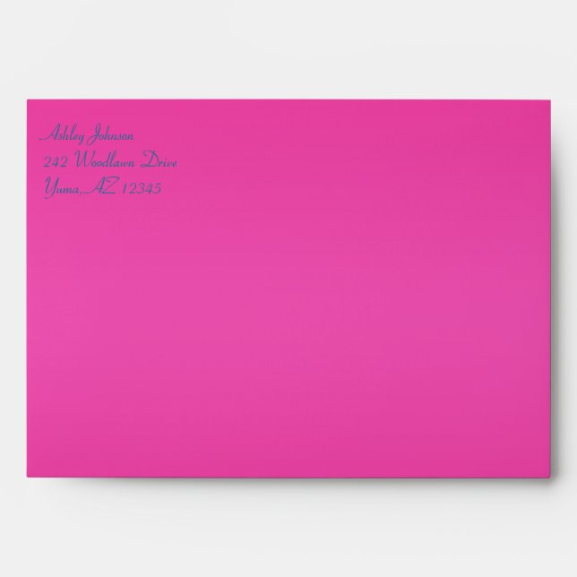 Enveloppe A7 Fuchsia et Turquoise pour 5" x 7" (Devant)