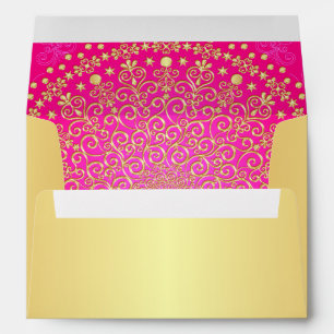 Enveloppe A7 Goldtone et Pink Scrolls pour 5x7s