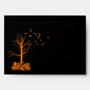 Enveloppe A7 Goth Skull Tree Black Orange Halloween Envelopp