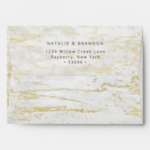 Enveloppe A7 Marbres modernes en blanc avec Gold 5x7