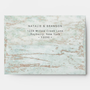 Enveloppe A7 Marbres modernes en Jade avec Rose Gold 5x7