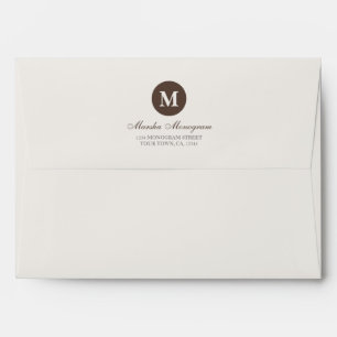 Enveloppe #A7 - Monogramme Brown et crème (brun à