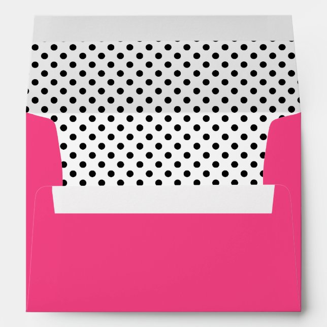 Enveloppe A7 Noir Blanc Polka Point Hot Pink (Dos (Bas))