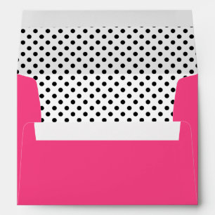 Enveloppe A7 Noir Blanc Polka Point Hot Pink