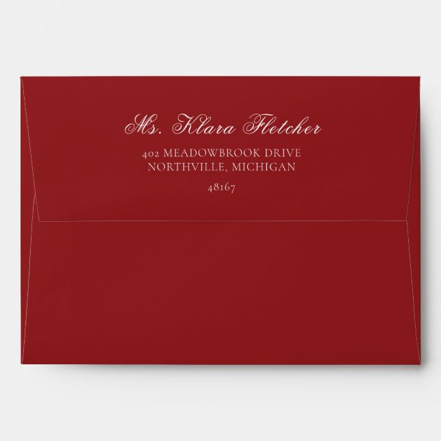 Enveloppe A7 Rouge sous l'élégance Mariage Mistletoe (Dos (Haut rabat))
