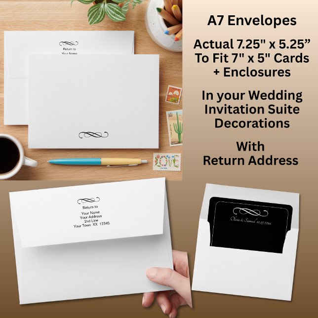 Enveloppe A7 Size Black & White with Infinity Scroll Wedding (Créateur téléchargé)