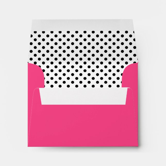 Enveloppe A-2 Pois rose chaud noir (Dos (Bas))
