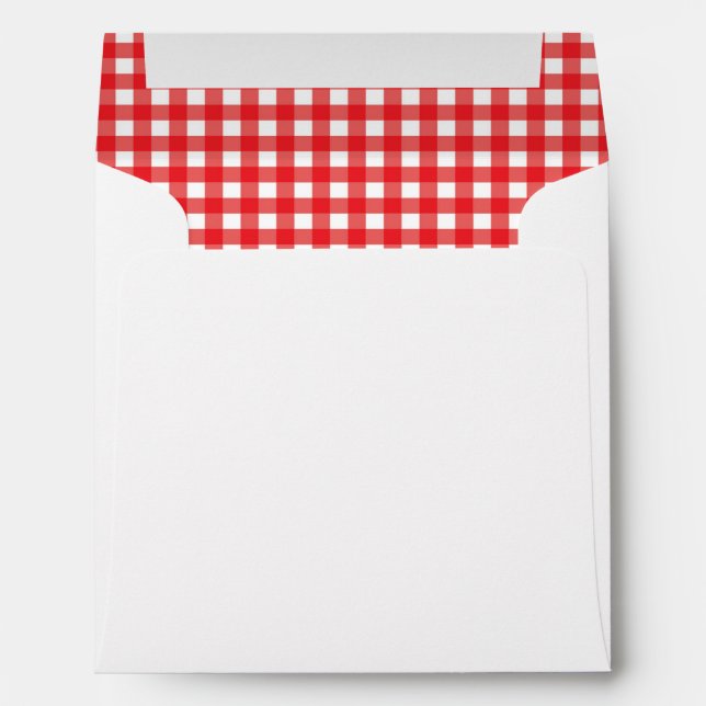 Enveloppe À damiers invitation En vichy BBQ rouge (Dos (Bas))