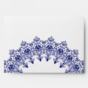 Enveloppe à monogramme floral bleu marine élégant