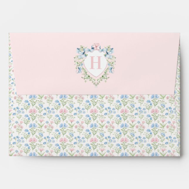 Enveloppe à monogramme floral grandmillennial (Dos (Haut rabat))