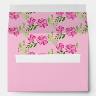 Enveloppe à monogramme floral rose avec fleurs à l